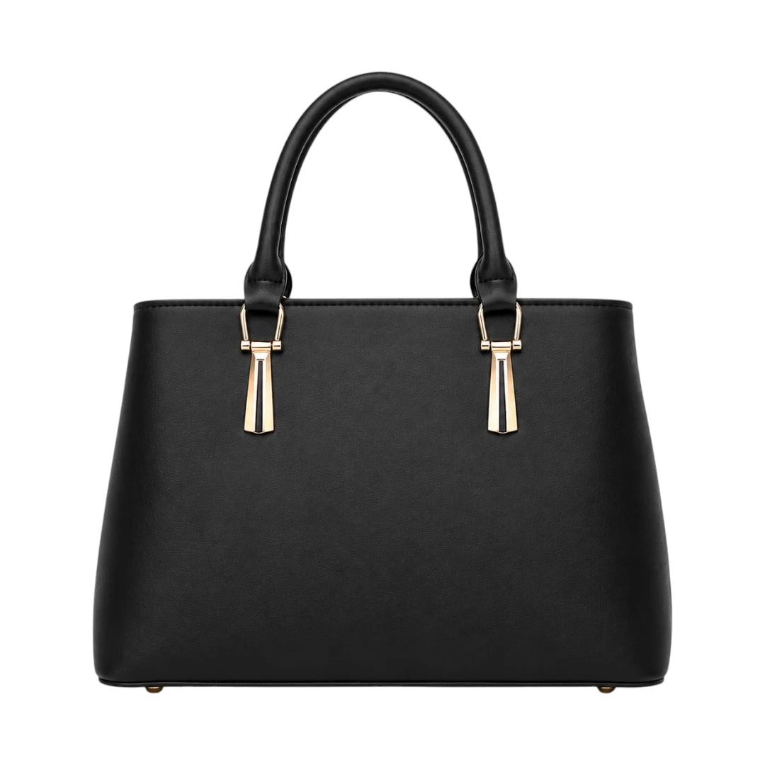 Vascal Classic Black Leather Handbag With Pom Charm