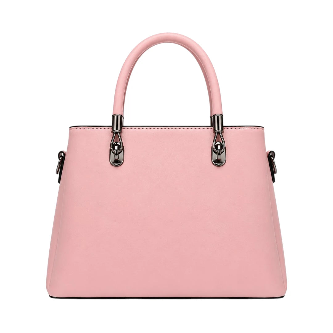 Vascal Elegant Pink Leather Handbag with Heart Charm for Women