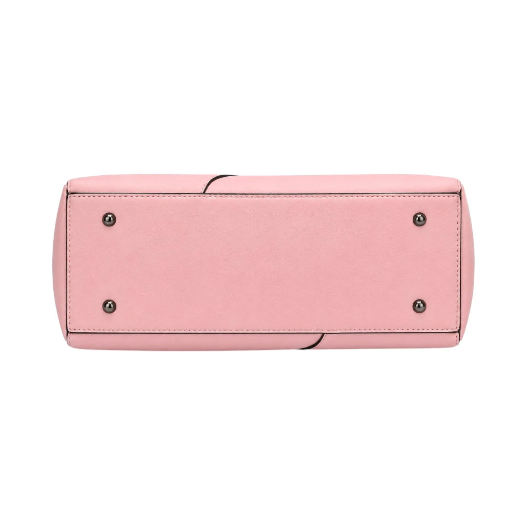Vascal Elegant Pink Leather Handbag with Heart Charm for Women